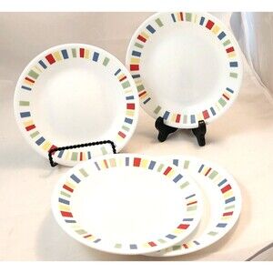 Set Of 4 Corelle Memphis 6.75” Bread Dessert Salad Plates Vitrelle Corning VTG